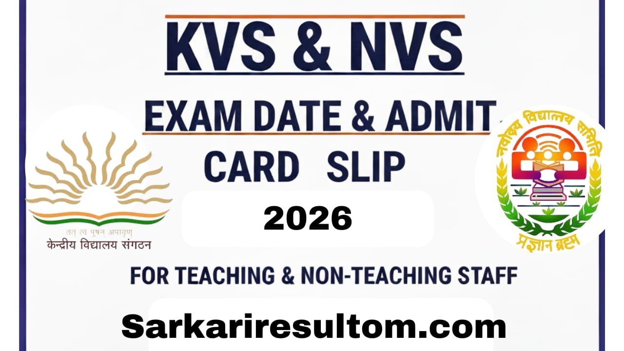 KVS and NVS Exam City Venue date released 2026