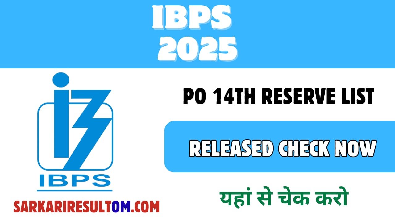 IBPS PO 14th Reserve list 2025 Released Check Now