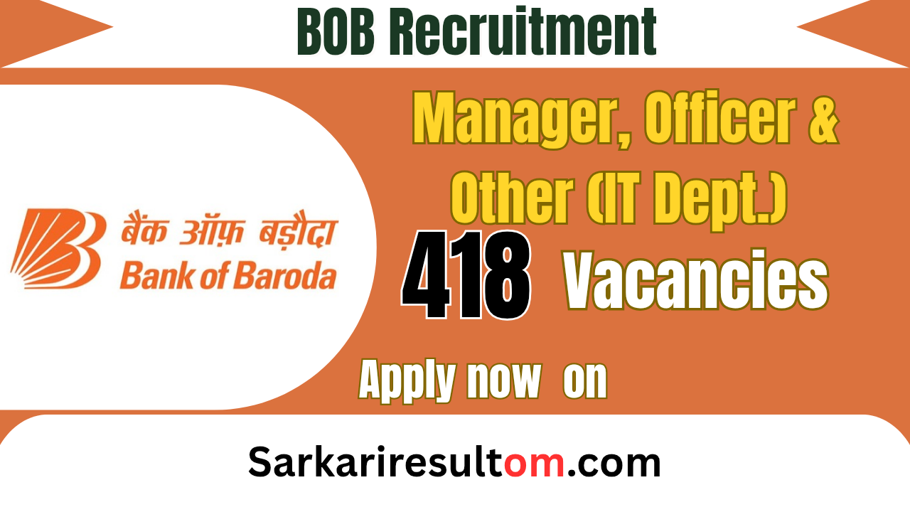 BOB IT Department 418 Posts Recruitment 2026 For Manger, Officer and Other Apply Online.