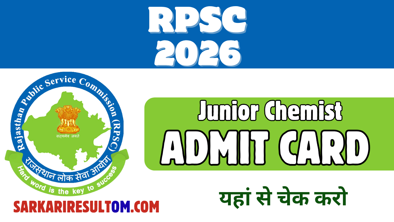RPSC Junior Chemist Admit Card 2026 Released Check Now
