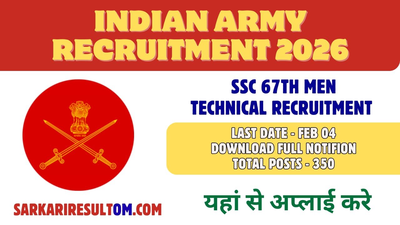 Indian Army SSC 67th Men Technical Recruitment 2026 Apply Online