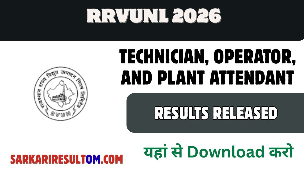 RRVUNL 2026 Technician Various Post Result | Direct Link Available