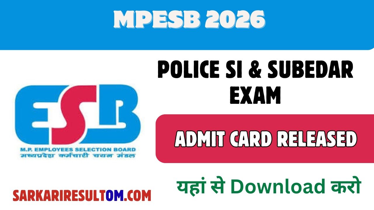 MPESB Admit Card 2026 for Police SI Subedar Exam – Direct Download