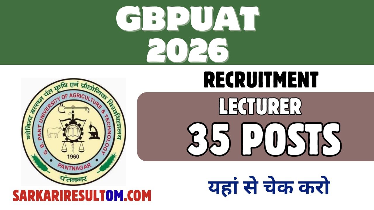 GBPUAT Lecturers Recruitment 2026 out for 35 Posts Apply Offline