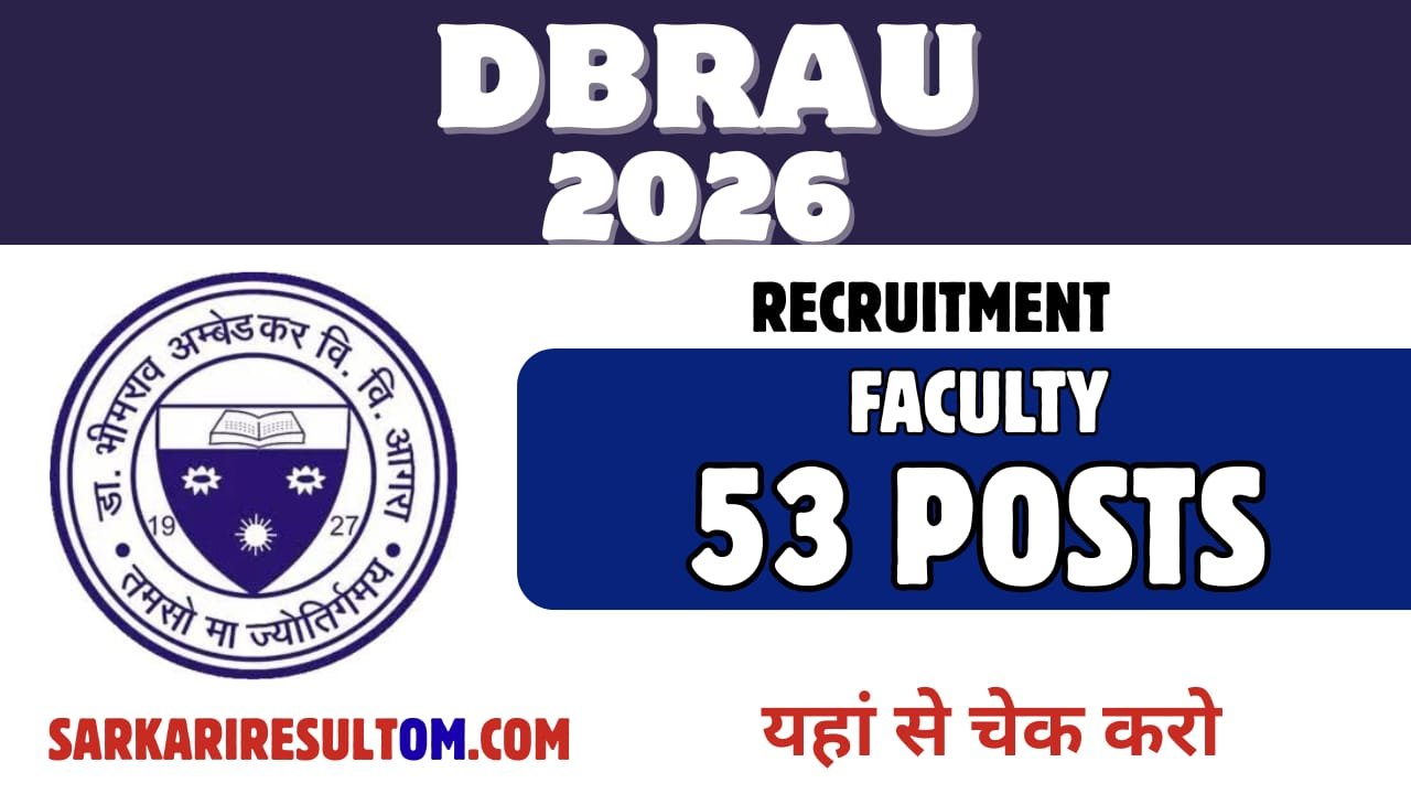 DBRAU Faculty 53 Posts Recruitment 2026 Apply Online