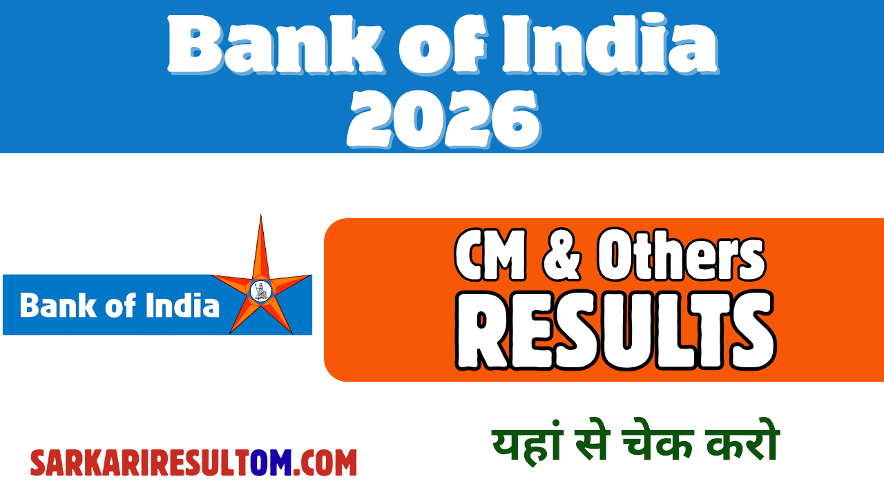 Bank of India CM and More 2026 Results Out Check Now