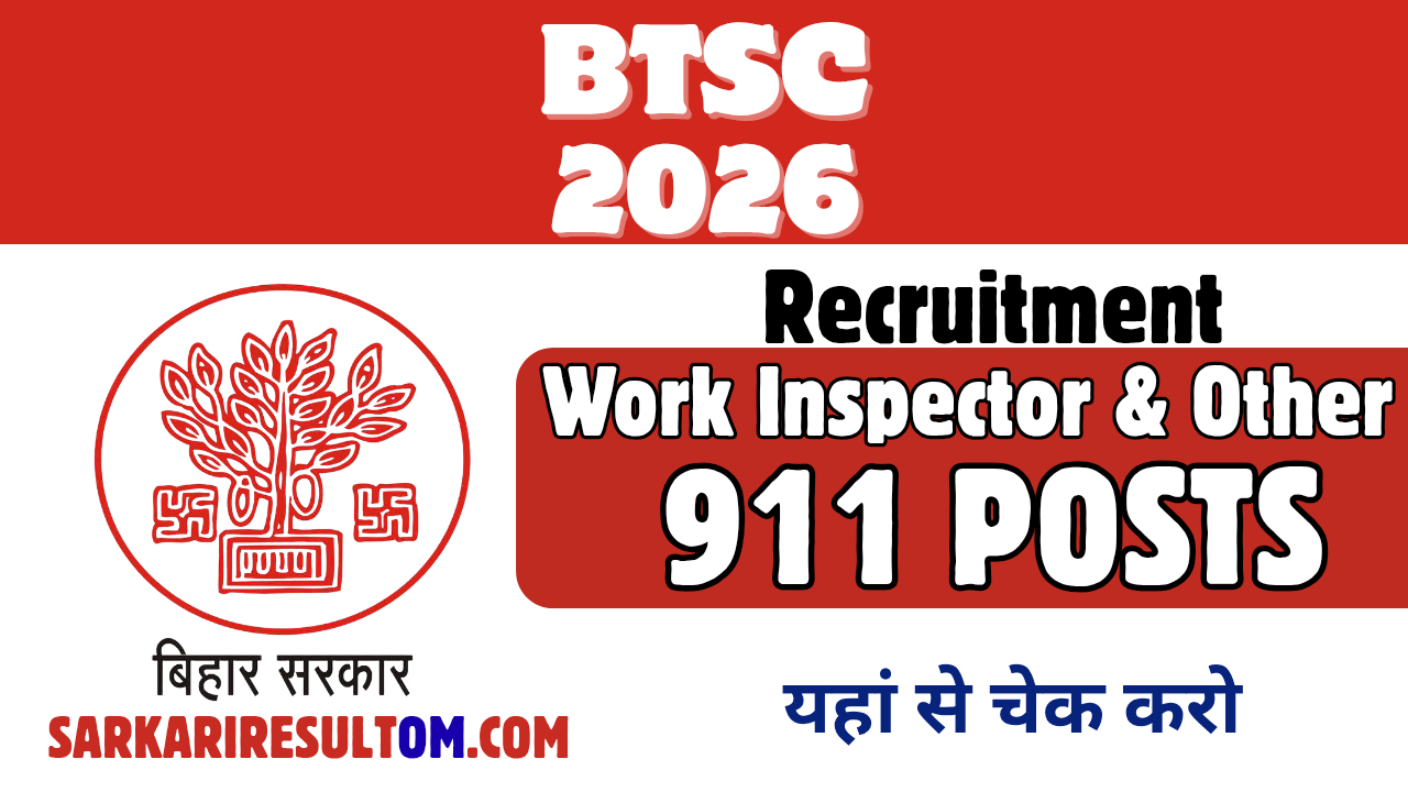 BTSC Work Inspector and More 2026 Recruitment out for 911 Posts Apply Online