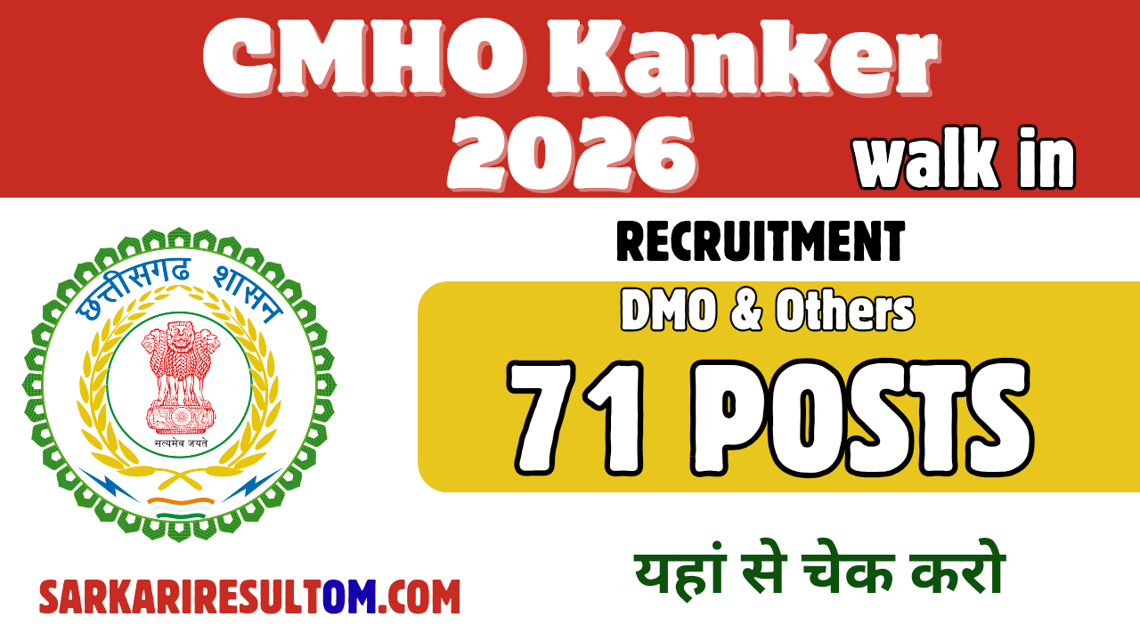CMHO Kanker DMO and More Recruitment 2026 out for 71 Posts Walk In