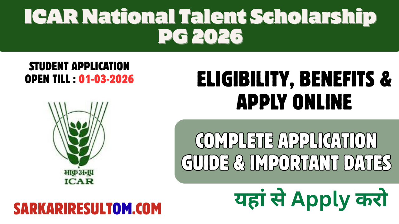 ICAR National Talent Scholarship PG 2026 – Complete Application Guide & Important Dates