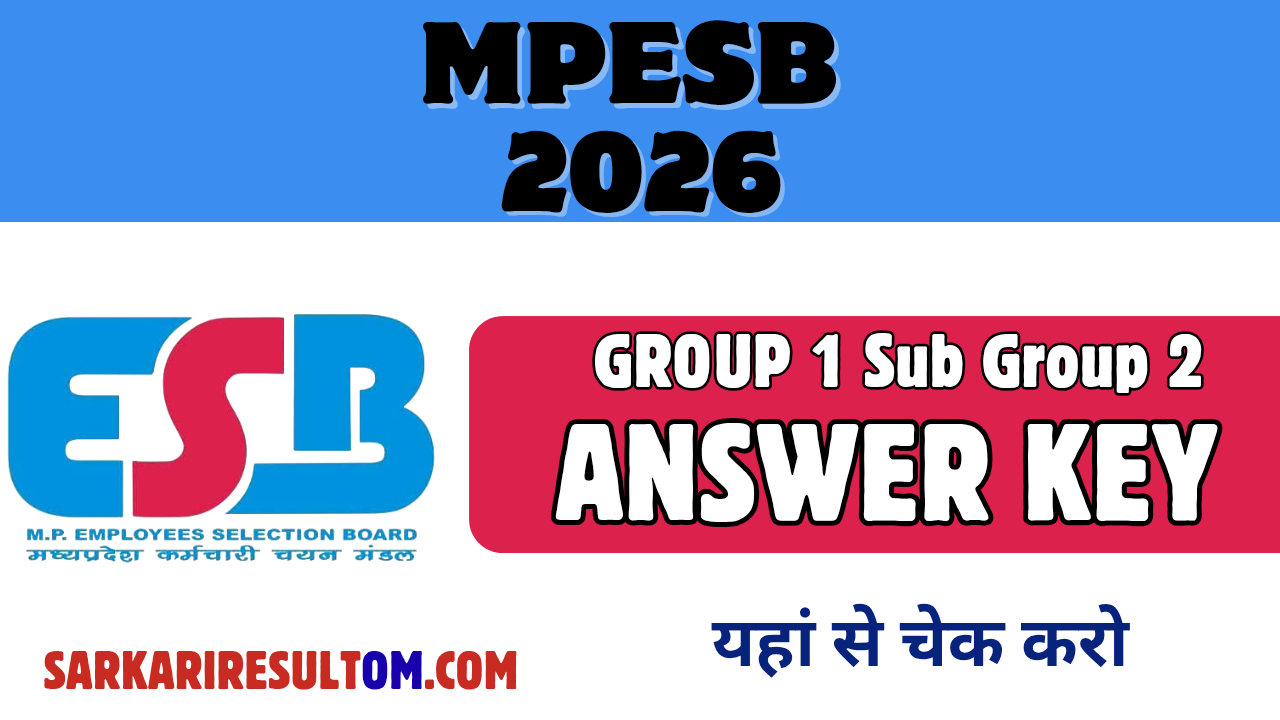 MPESB Group 1 Sub Group 2 2026 Answer Key Released Check Now