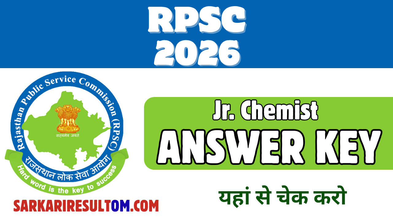 RPSC Junior Chemist Final Answer Key 2026 Released Check Now