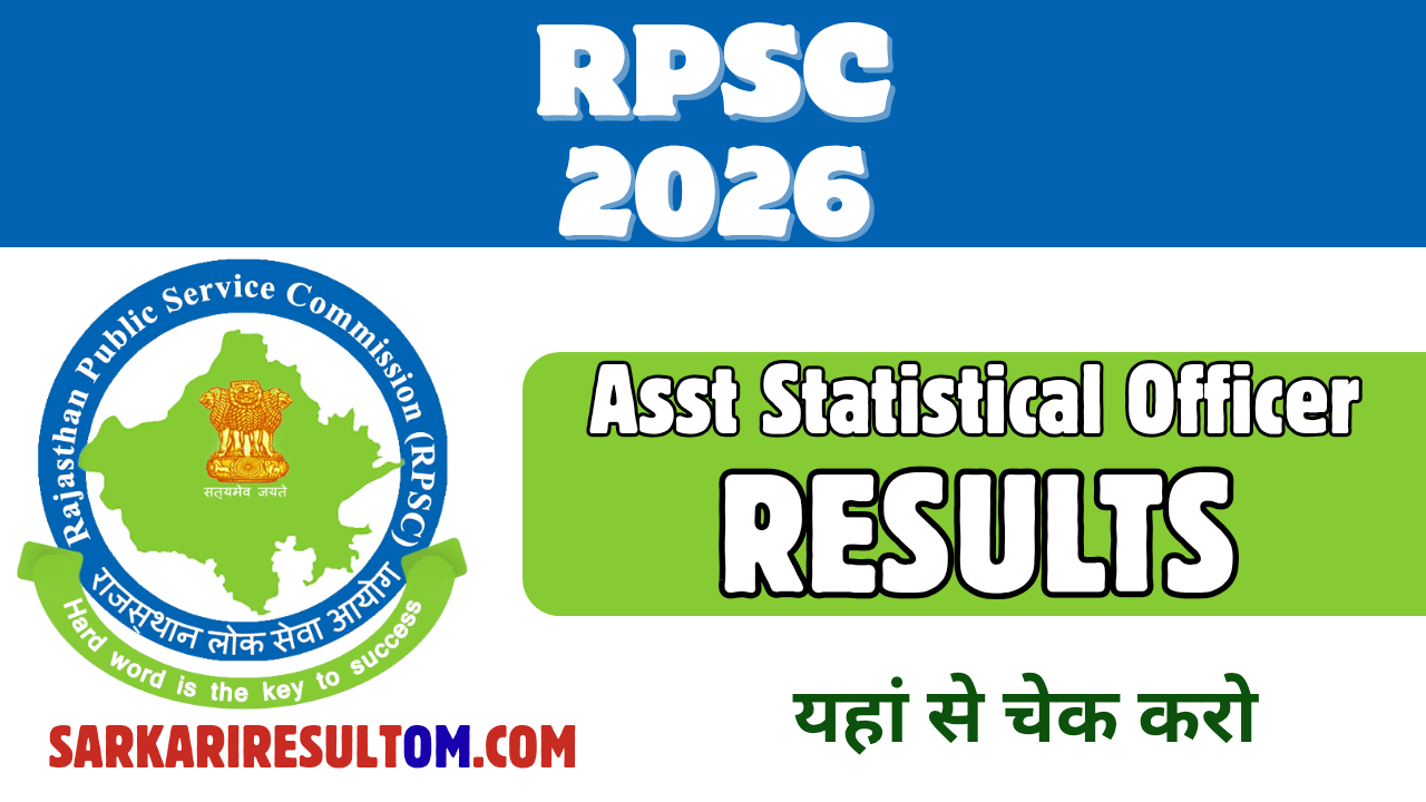 RPSC Asst Statistical Officer Results 2026 Released Check Now