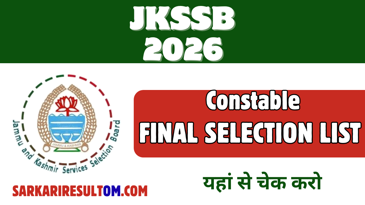 JKSSB Constable 2026 Final Selection List Released Check Now
