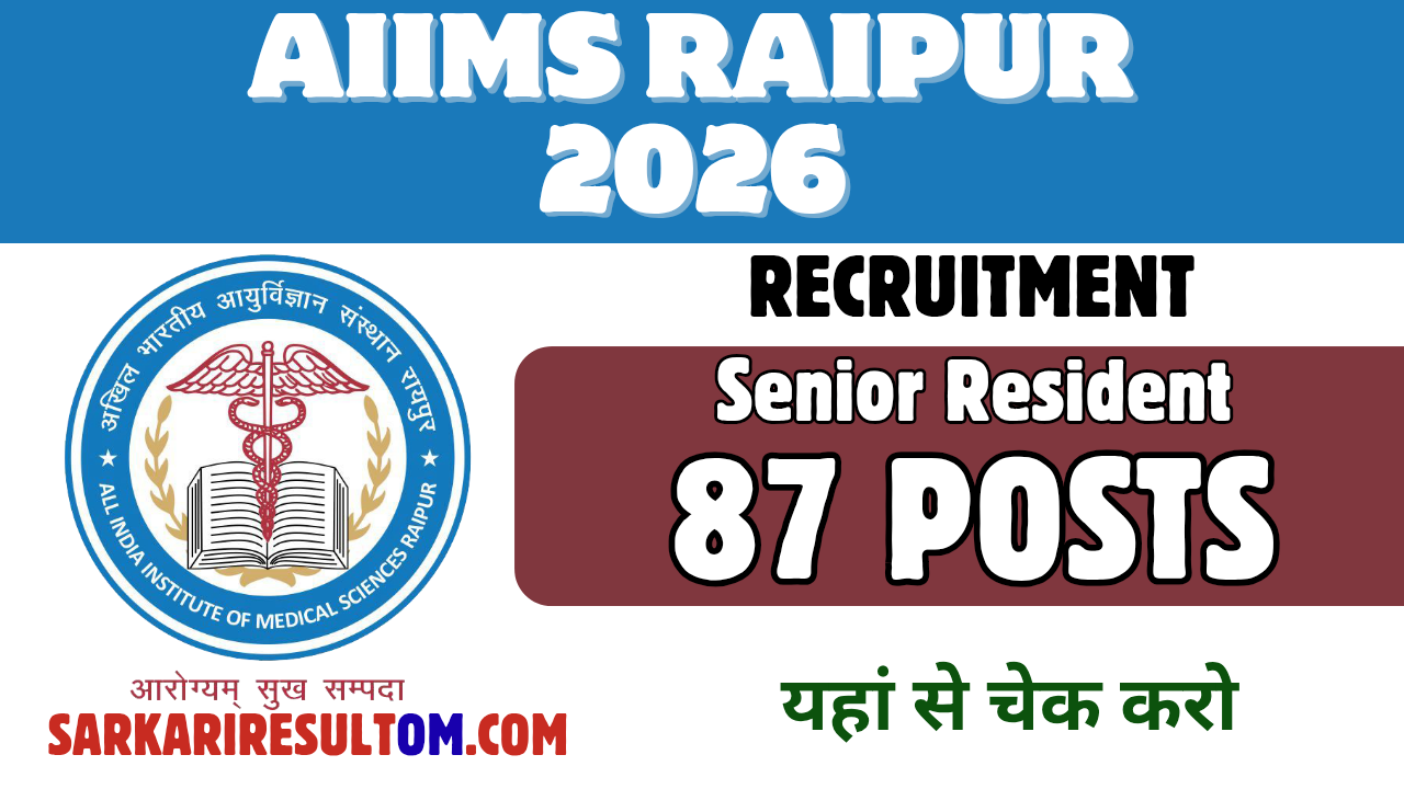 AIIMS Raipur Recruitment 2026 Senior Resident out for 87 Posts Apply Online