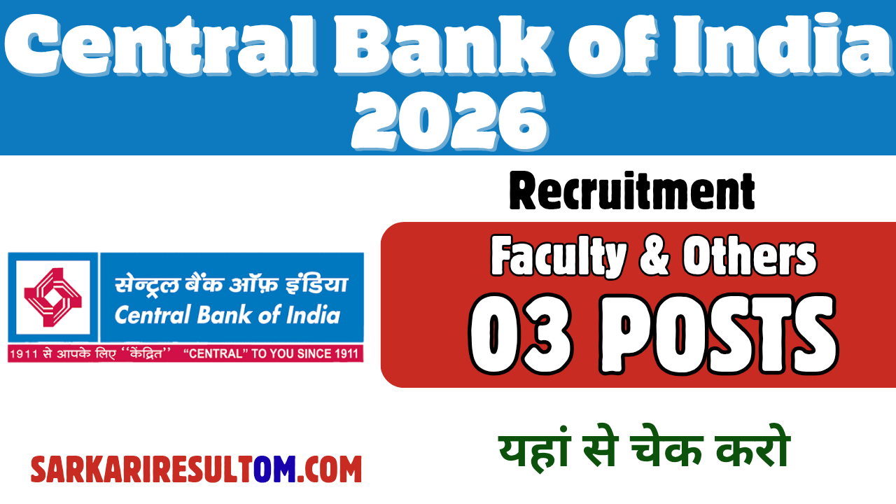 CBOI Recruitment 2026 Faculty and More out for 03 Posts Apply Offline