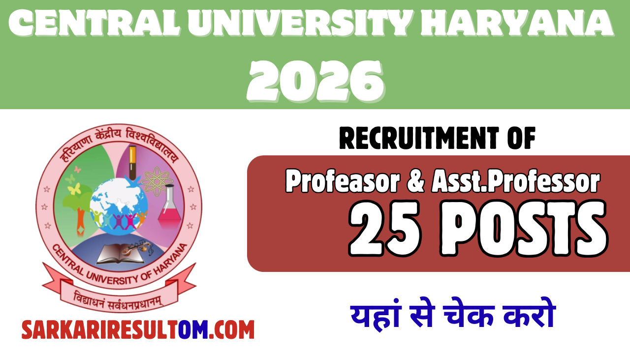 Central University of Haryana Recruitment 2026 out for 25 Posts Apply Online