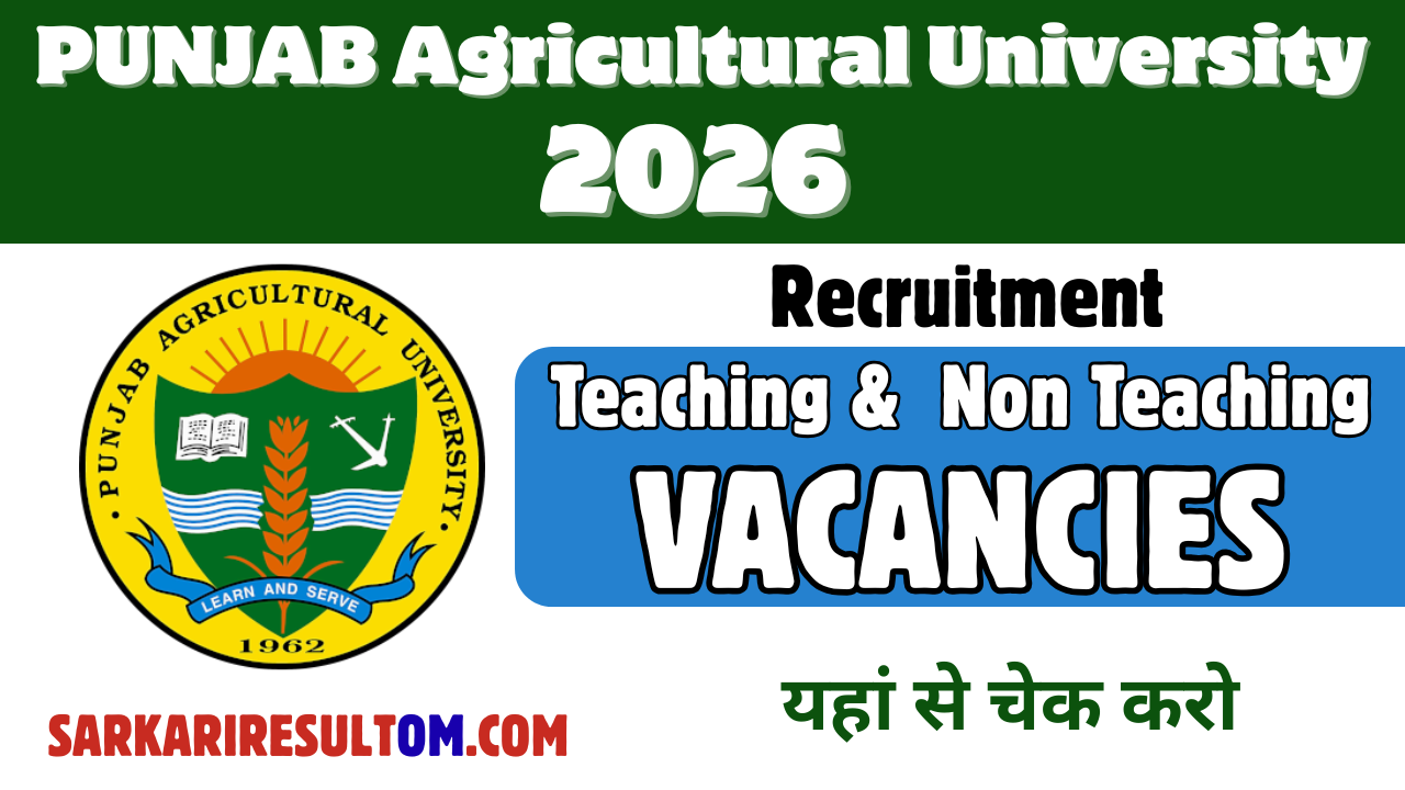 PAU Teaching Non Teaching Recruitment 2026 Apply Online