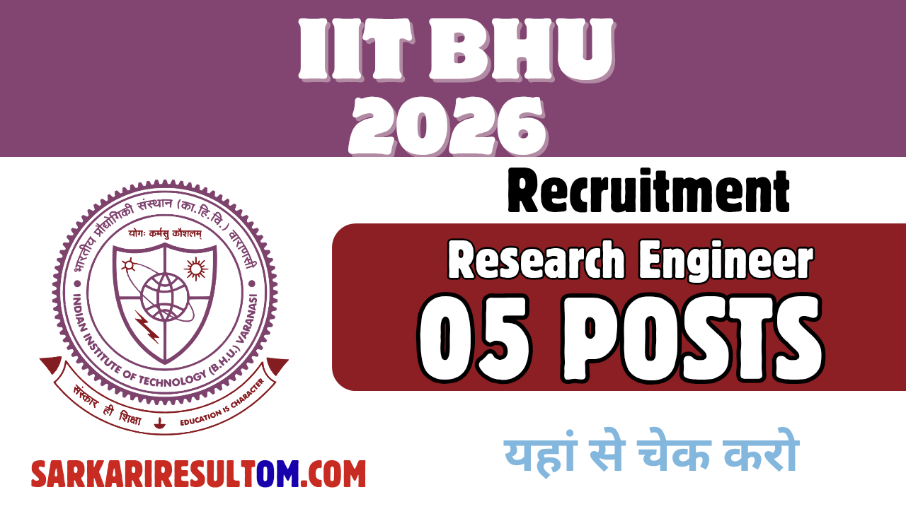 IIT BHU Research Engineer Recruitment 2026 out for 05 Posts Apply Online