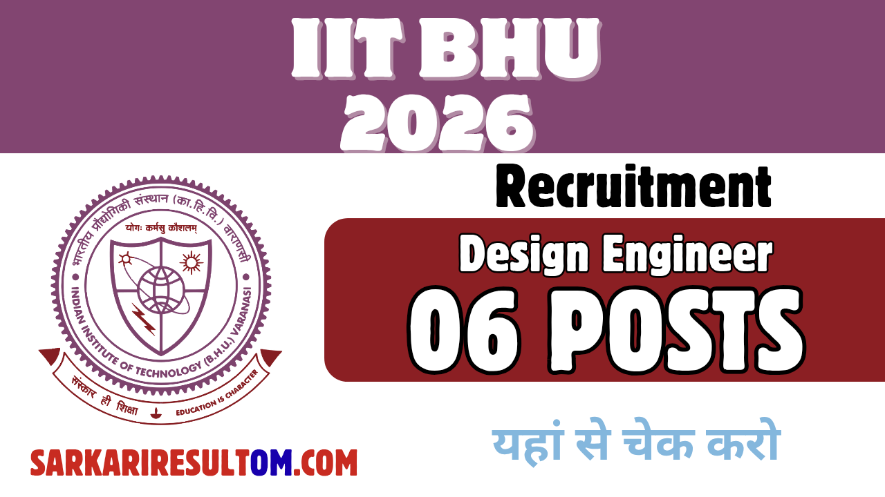 IIT BHU Design Engineer Recruitment 2026 out for 06 Posts Apply Online