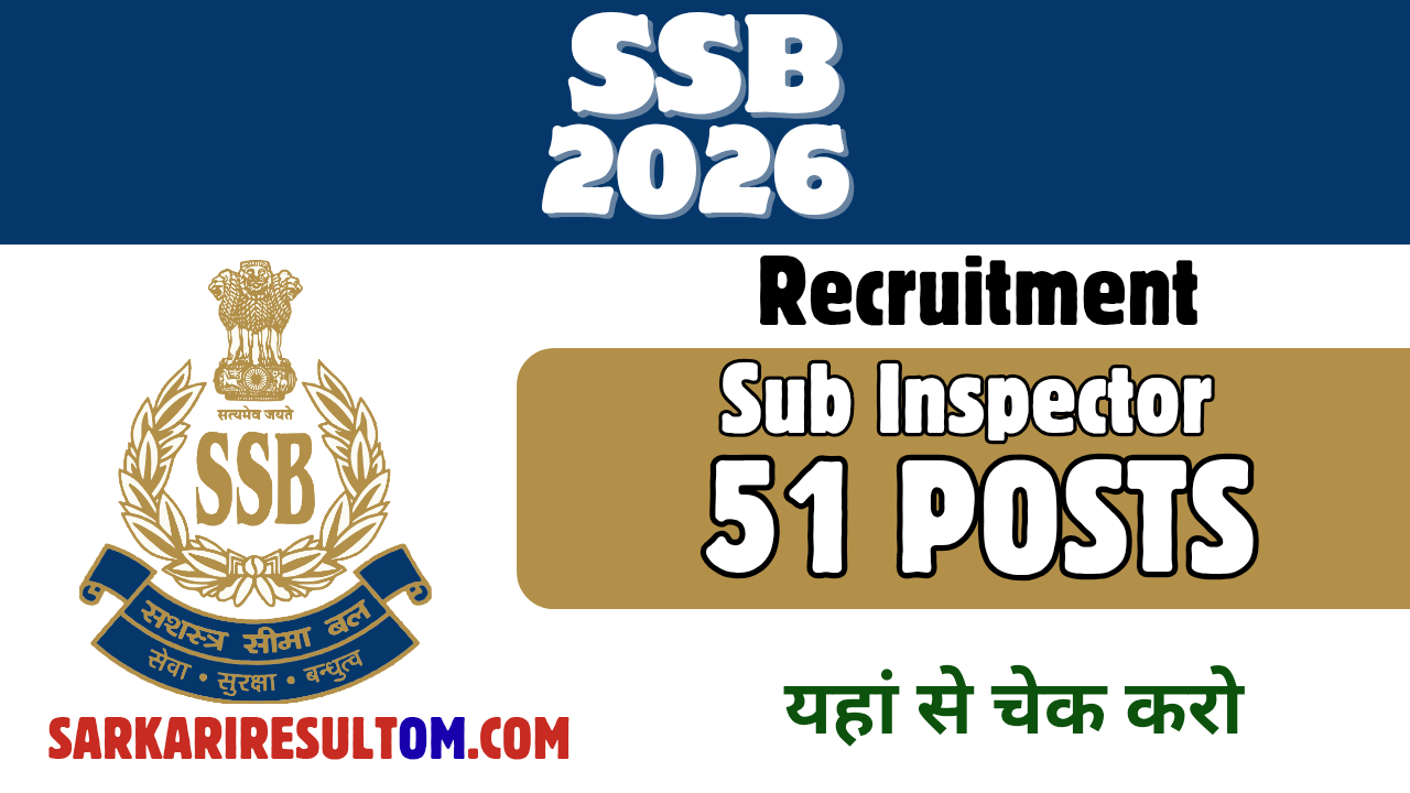 SSB Sub Inspector Recruitment 2026 out for 51 Posts Apply Online