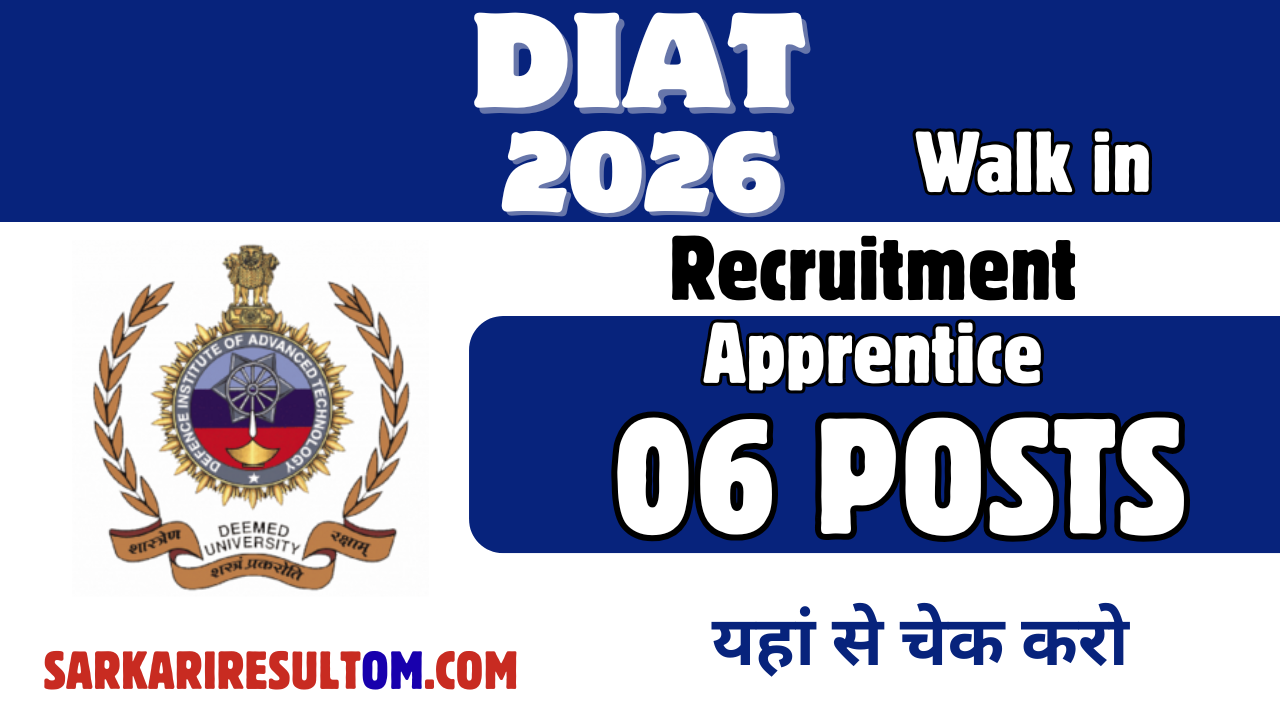 DIAT Apprentices Recruitment 2026 out for 06 Posts Walk In