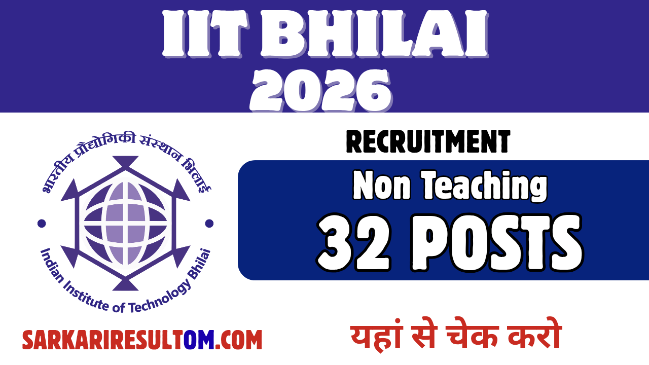 IIT Bhilai Recruitment 2026 Non Teaching out for 32 Posts Apply Online