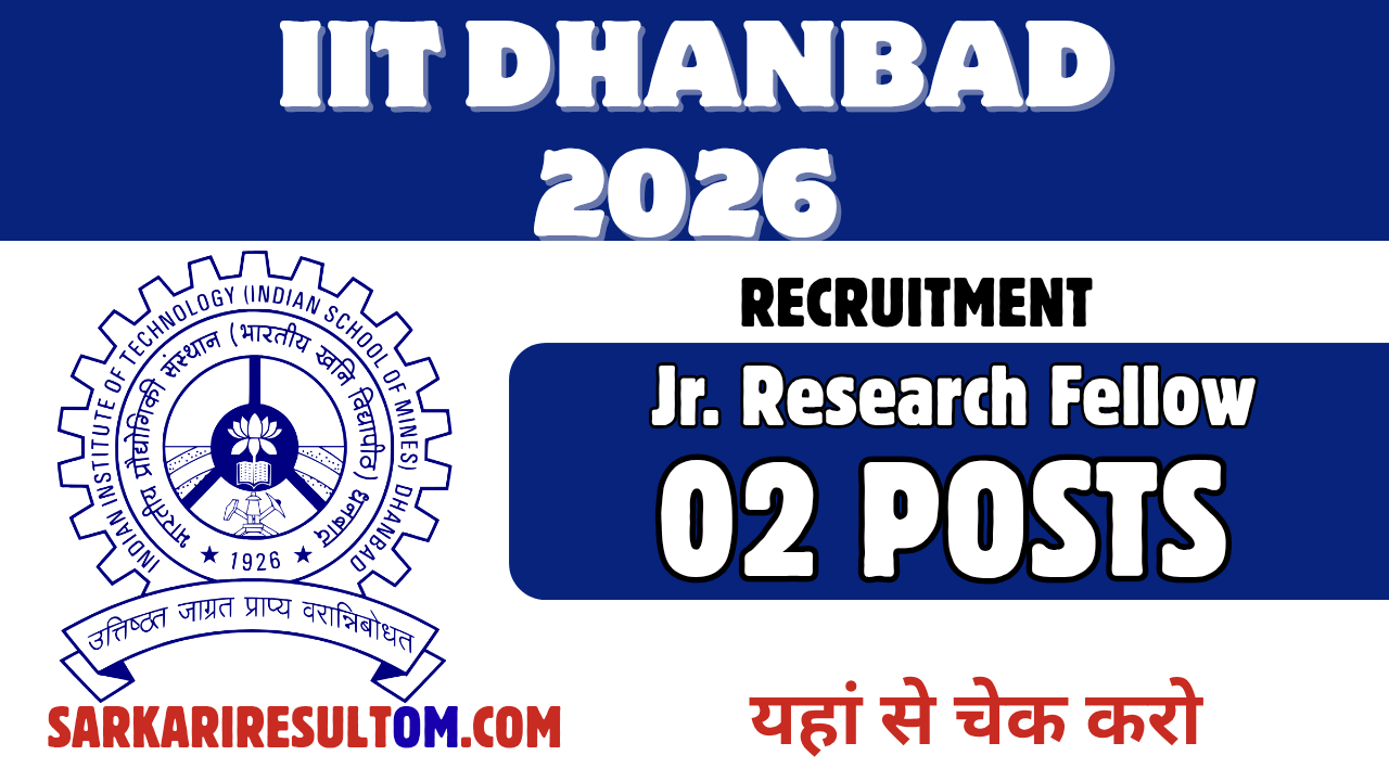 IIT Dhanbad JRF Recruitment 2026 out for 02 Posts Apply Online