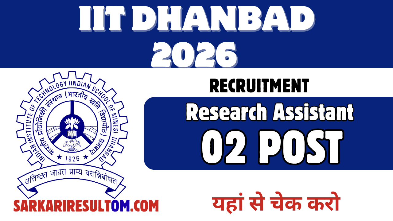 IIT Dhanbad Recruitment 2026 Research Asst out for 02 Posts Apply Online