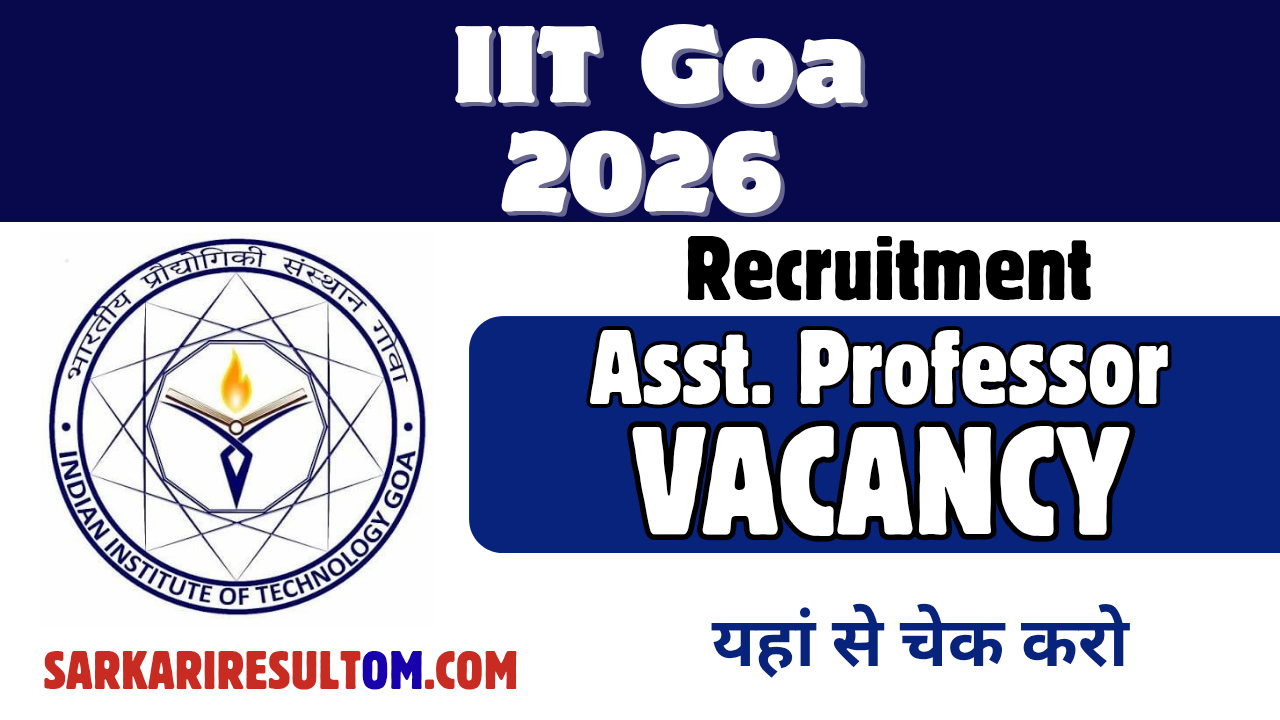 IIT Goa Asst Professor Recruitment 2026 Apply Online