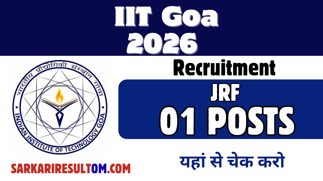 IIT Goa JRF Recruitment 2026 out for 01 Posts Apply Online