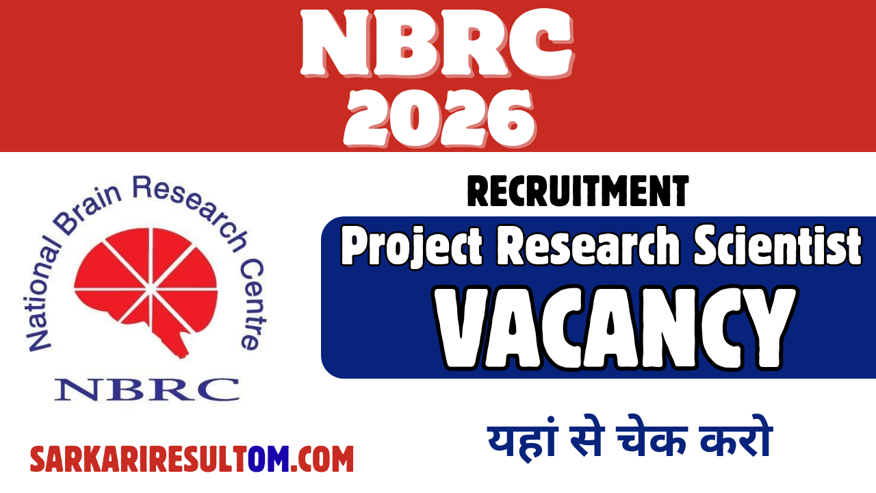 NBRC Recruitment 2026 Project Research Scientist I Apply Offline
