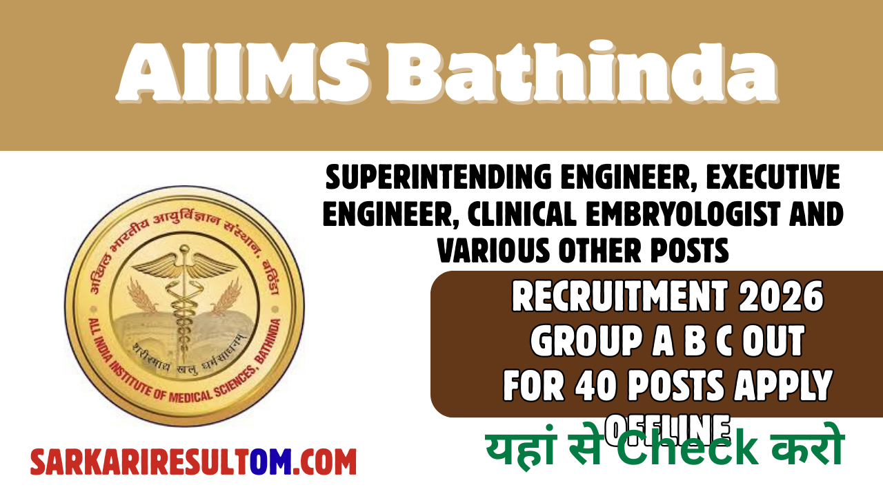 AIIMS Bathinda Recruitment 2026 Group A B C out for 40 Posts Apply Offline