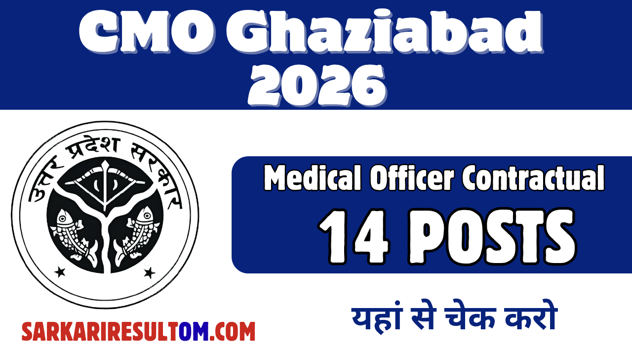 CMO Ghaziabad Recruitment 2026 out for 14 Posts Walk In