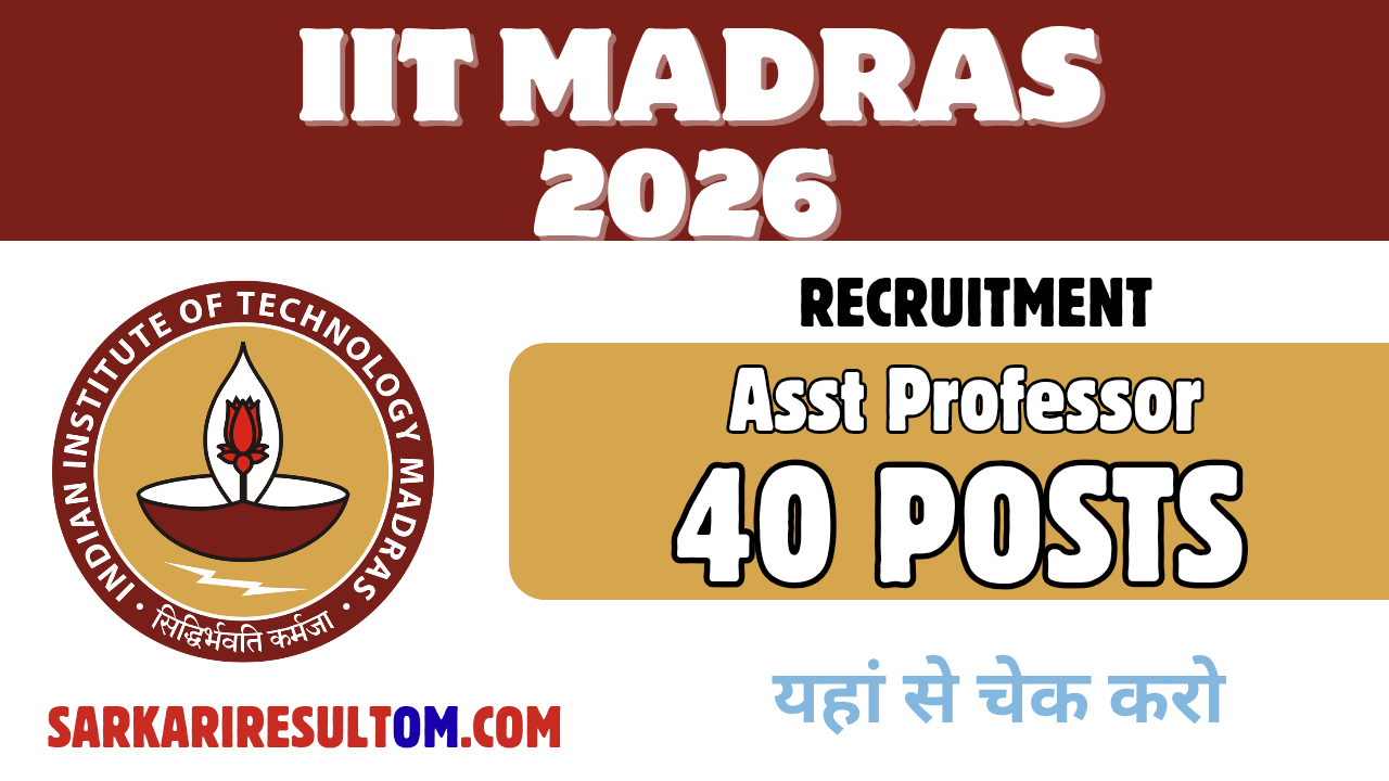 IIT Madras Asst Professor Recruitment 2026 out for 40 Posts Apply Online