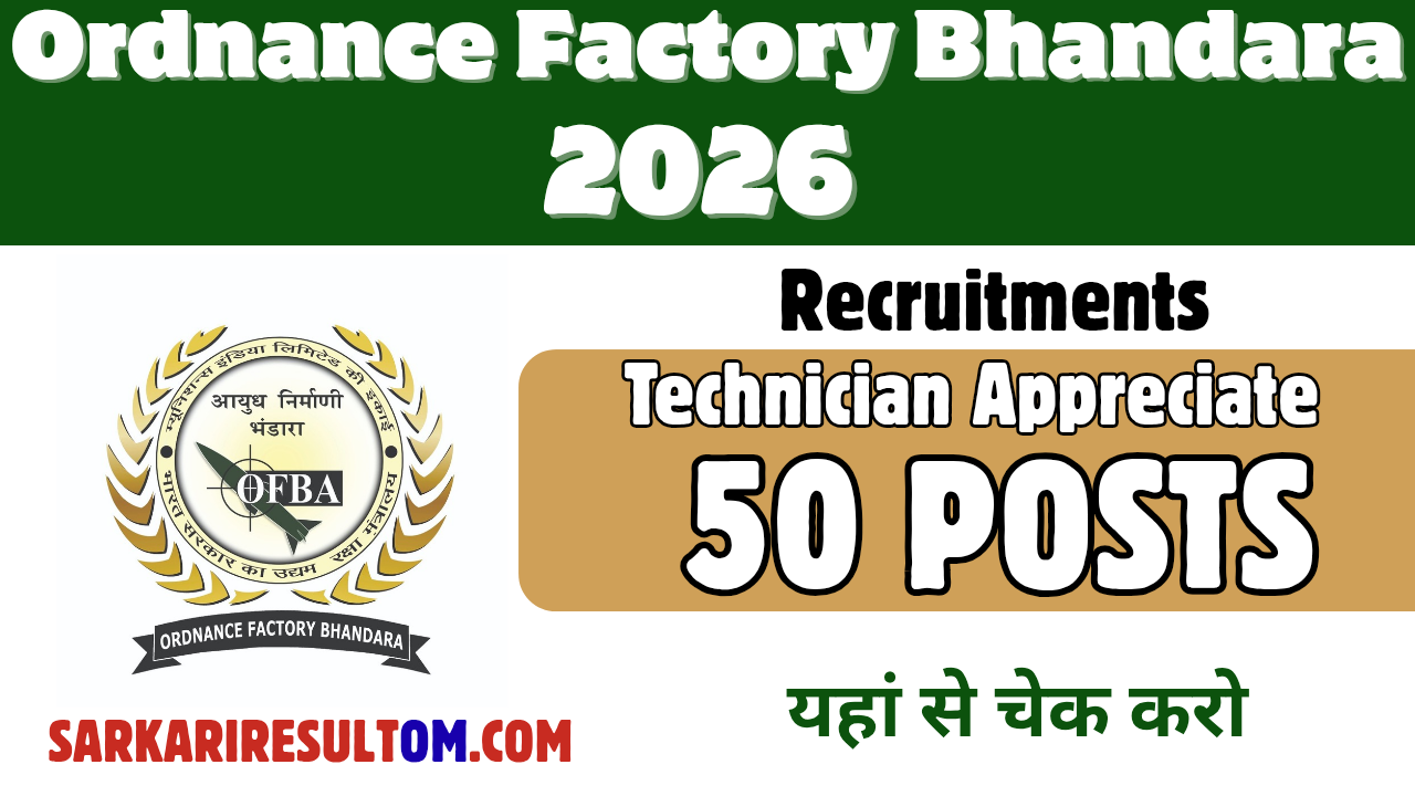 Ordnance Factory BTA Recruitment 2026 out for 50 Posts Apply Offline
