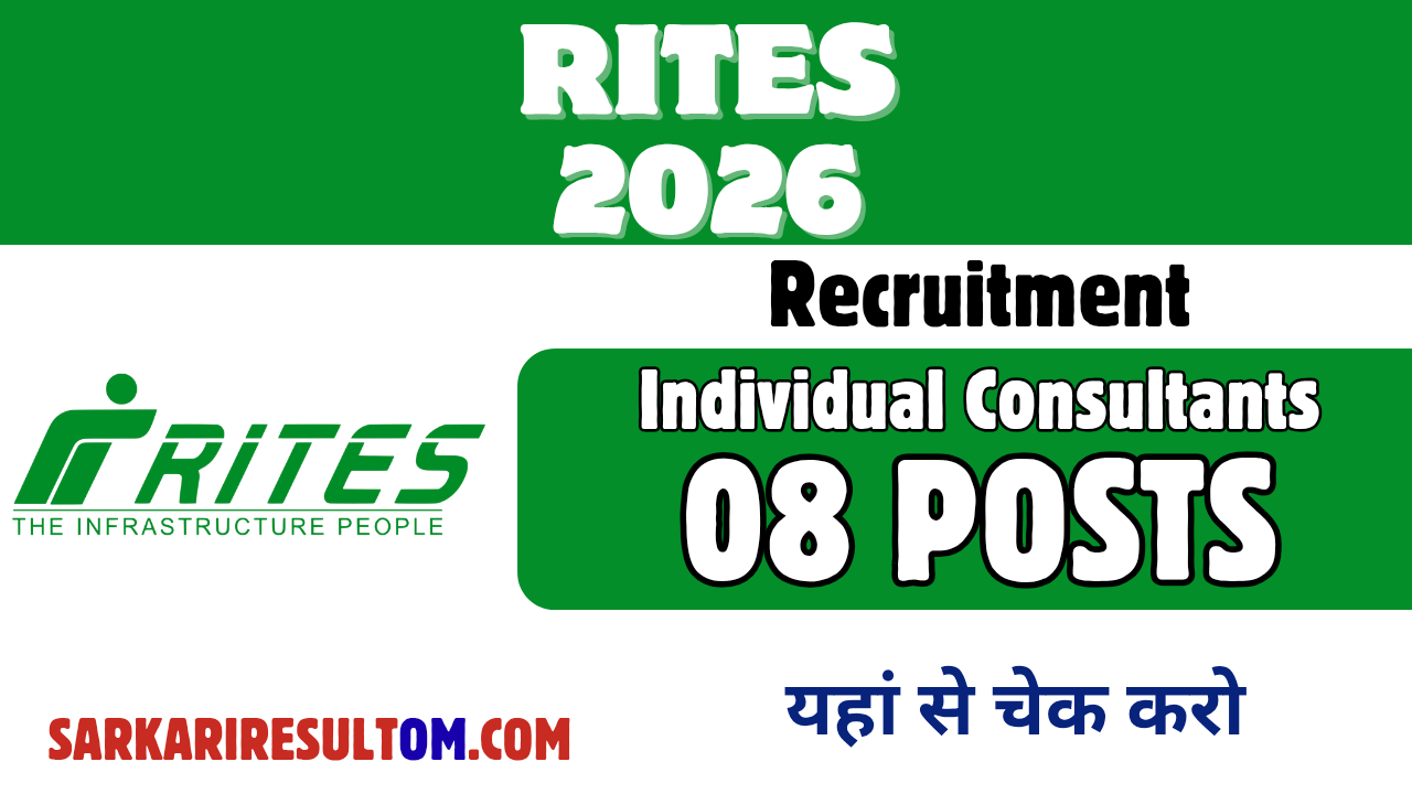 RITES Individual Consultant Recruitment 2026 out for 08 Posts Apply Online