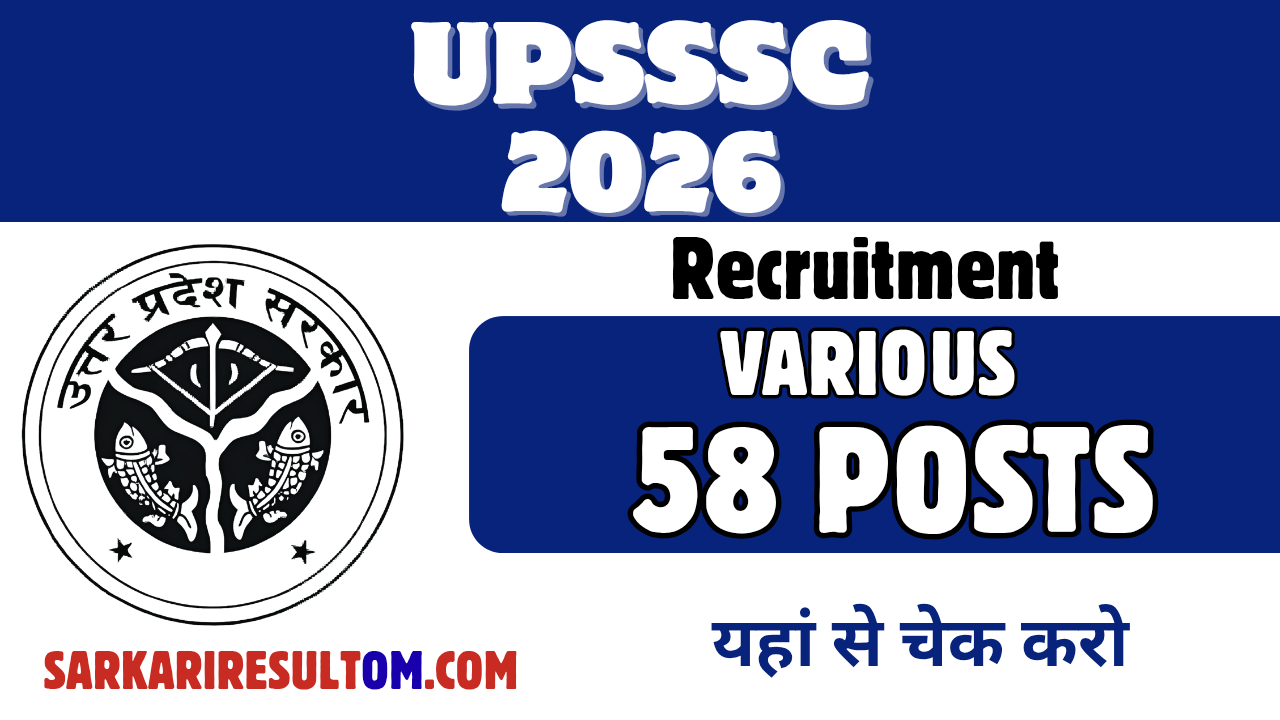 UPSSSC Recruitment 2026 Teacher Cadre 58 Posts Out Apply Online